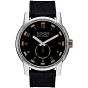 NIXON PATRIOT LEATHER 獨領風騷復古時尚腕錶-金X黑