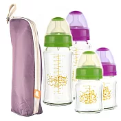 貝喜力克 寬口徑玻璃奶瓶促銷組 (送奶瓶保溫袋)