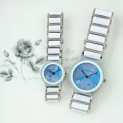 Daniel Wang 3146 氣質美氛多角度切割鏡面仿陶瓷女錶-藍面藍心小型