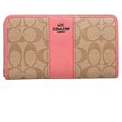 預購【COACH】52859 新款 經典logo長款拉鏈零錢包(蜜桃色)
