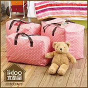 【ikloo】防水牛津布透窗棉被衣物收納袋3入組 -粉點