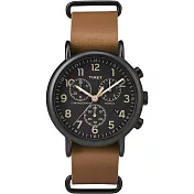 【TIMEX】天美時 Weekender Chrono週末三眼系列計時手錶 (黑面/咖啡 TXT2P97500)