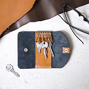 【預購商品】HANDIIN|日系推薦款 典藏撞色鑰匙包 深藍