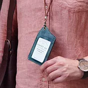 【預購商品】HANDIIN|日系職人款 簡約牛皮直型兩用票夾 / 識別證夾 深藍