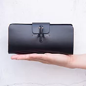Little OH! 手工製作 純牛皮收納長皮夾-黑色