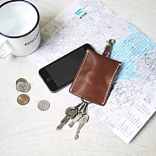 【預購商品】HANDIIN｜日系 口袋型牛皮收納鑰匙包 駝黃