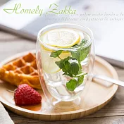 【Homely Zakka】午茶食光隔熱保溫附蓋雙層玻璃杯/竹蓋密封罐/輕食甜點杯 (350ml)