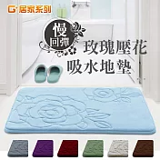 G+居家 加厚彈力吸水地墊 - 玫瑰繡花 天空藍