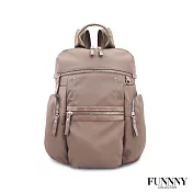 FUNNNY 日本同步 真皮x尼龍系列後背包 渡邊 佳子 奶茶