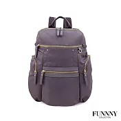 FUNNNY 日本同步 真皮x尼龍系列後背包 渡邊 佳子 丁香紫