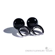 【安垛小姐】Endro手作輕珠寶 黑瑪瑙鑲鑽耳環 925純銀