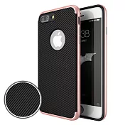 水漾 iPhone7 Plus (5.5)碳纖維紋電鍍雙層手機軟殼玫瑰金