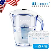 【防疫贈濾芯★Brondell】美國邦特爾 H2O+ 純淨濾水壺 (白)+八周長效濾芯_7入)(白）(空氣汙染護肺喝好水 提升全家免疫力) （白）