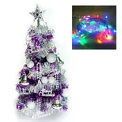 台灣製繽紛2呎(60cm)紫色金箔聖誕樹(+銀色系裝飾)+LED50燈插電式透明線彩光 YS-CT23003