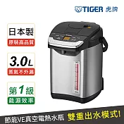 【TIGER 虎牌】日本製 無蒸氣雙模式出水VE節能3.0L真空熱水瓶(PIG-A30R-KX) 黑色