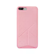 Ozaki O!coat 0.4+ Totem Versatile iPhone 7 Plus 皮紋圖案可立式保護殼-淡粉色