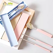 Conalife 小麥環保不鏽鋼餐具組粉紅2+綠色2