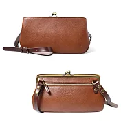 CLEDRAN|經典主打星 真皮珠扣皮革手拿/側背包 咖啡