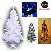 台灣製造 6呎 / 6尺(180cm)豪華版夢幻白色聖誕樹 (+飾品組)+100燈LED燈2串(附控制器跳機)-飾品銀紫色系+藍白光YS-WT06301