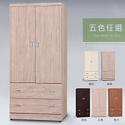 Homelike 喜家居2.7尺二抽附鏡衣櫃-梧桐(1638) 梧桐色