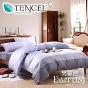 【梵蒂尼Famttini-現代灰紋】特大四件式頂級純正天絲兩用被床包組