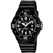 CASIO 卡西歐 LRW-200H 時尚活力亮面錶帶輕巧防水手錶 - 1B 個性黑