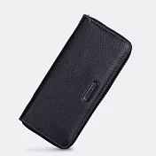 ABS愛貝斯 男用長皮夾 拉鍊式 手拿包雙層鈔票層 (時尚黑) 7073-004