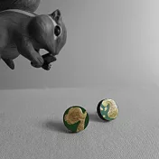 Woops 木頭手作耳環顯微鏡下的愛情-星球綠(金色系)