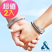 &MORE愛迪莫鈦鍺『時尚DNA鍺』情侶手環靜謐灰(男+女)