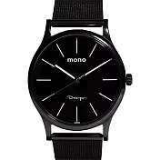 mono 5003B-396 低調奢華米蘭錶帶簡約錶面設計時尚手錶- 黑白
