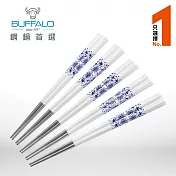 【Buffalo牛頭牌】雅潔複合四角炫彩筷5入組- 青花瓷