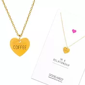 Dogeared 手工刻字愛心金色項鍊 coffee 就愛咖啡