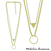 【摩達客】三角與圓雙層金色項鍊