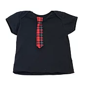 加拿大Electrik Kidz 神祕黑素色T恤with紅格紋小領帶18-24M