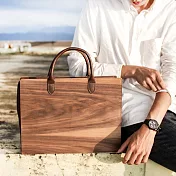 木入三分。木皮革手提包