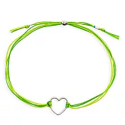Dogeared Friendship 銀色愛心手鍊 經典墜 亮綠X軍綠 防水繩衝浪手鍊