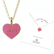 Dogeared 粉紅愛心項鍊 琺瑯搪瓷愛心 金色許願項鍊 咖啡因女王 附原廠盒