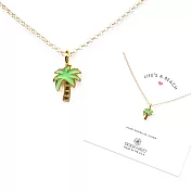 Dogeared 嫩綠棕梠樹項鍊 琺瑯搪瓷棕梠樹 金色許願項鍊 就是要陽光沙灘 附原廠盒
