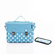 TiDi 水藍白點點法式方型兒童書包藍底白點