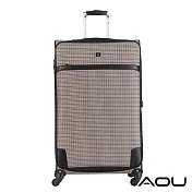 AOU微笑旅行 24吋20吋 隨箱式TSA海關鎖 可加大 布面旅行箱 (時尚千鳥格) 1201BC