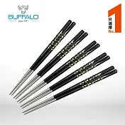 【Buffalo牛頭牌】雅潔複合八角筷21cm,5入組- 黑