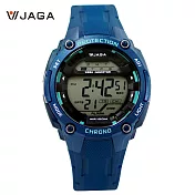 JAGA捷卡 M1169 極簡低調款多功能防水電子錶- 藍色 E