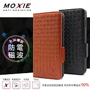 Moxie X-Shell iPhone 7 Plus 防電磁波 編織格紋真皮手機皮套 / 紳士黑