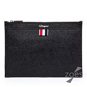 【Zoe’s】頂級牛皮  荔枝紋   輕便拉鍊手拿包(紳士黑)