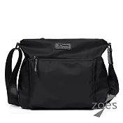 【Zoe’s】頂級防潑水牛津布 潮流設計斜背包(時尚黑)