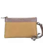 【Zoe’s】頂級防潑水牛津布配真皮 手拿撞色包(時尚棕)