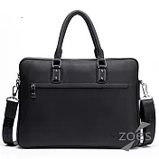 【Zoe’s】頂級牛皮  荔枝紋 極簡復古兩用公事包(紳士黑)