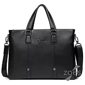 【Zoe’s】頂級牛皮  荔枝紋 極簡復古兩用公事包(紳士黑)