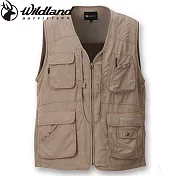 荒野 wildland 中性透氣抗 UV 多口袋休閒背心M卡其色