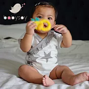 美國 [Babysoy] 有機棉星星荷葉短袖開襟包屁衣 407 雷神灰  0-3M